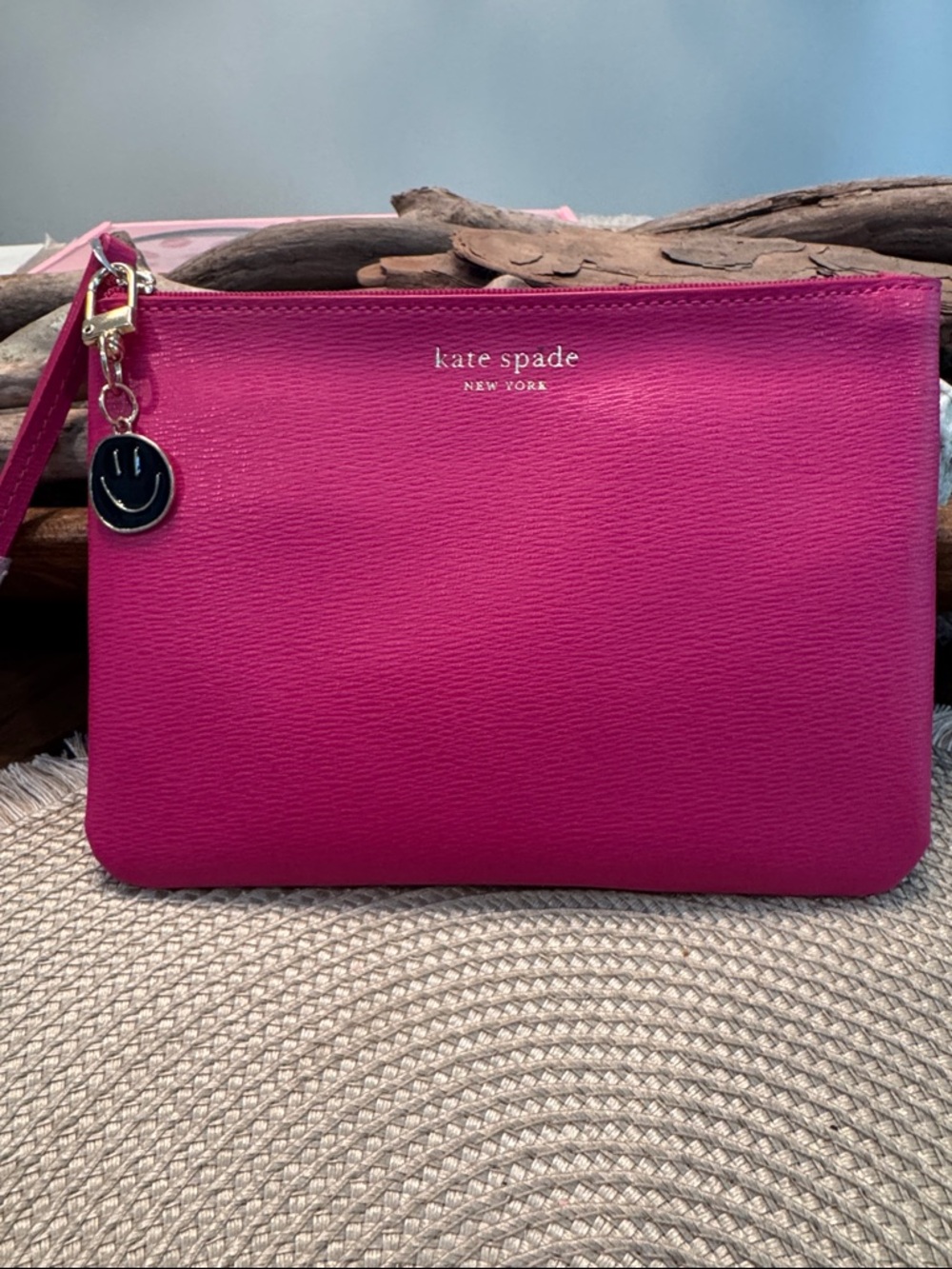 kate spade Hot Pink Leather Wristlet Clutch